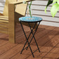 Mosaic Outdoor Patio Side Table, 14" Round Folding Outdoor Coffee Table with Steel Frame for Balcony Deck Patio Terrace, Mixed Colour