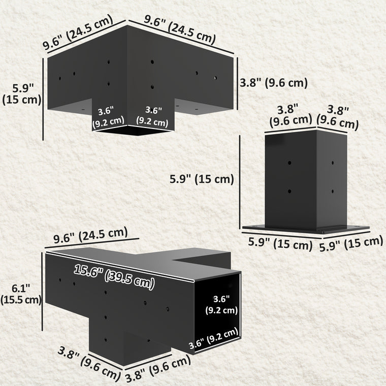 12-Piece Pergola Bracket Kit with 3-Way & 4-Way Corners