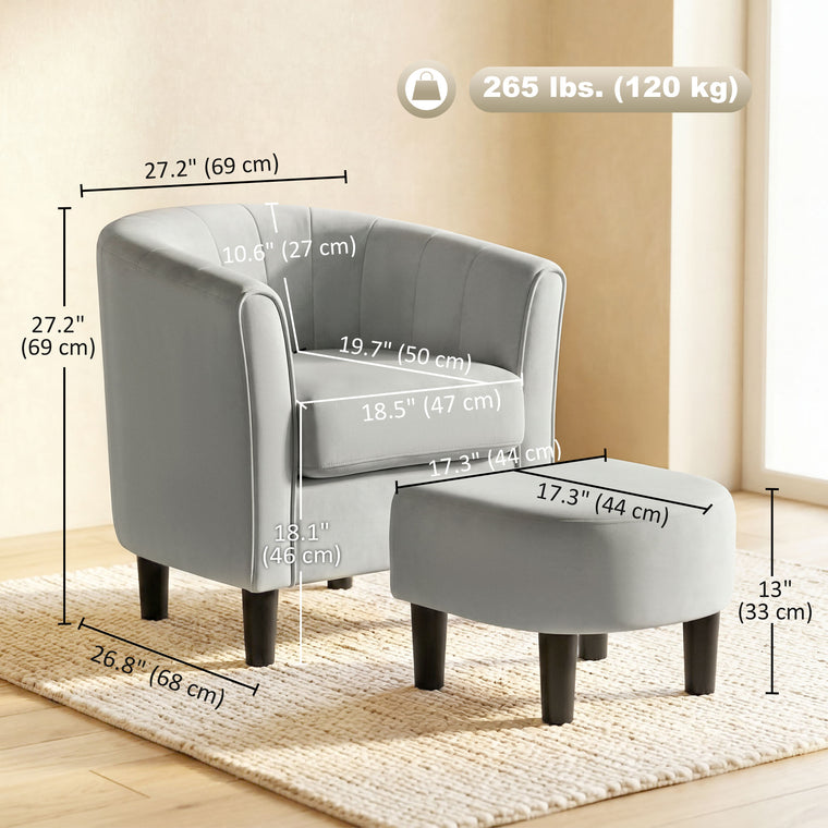 Upholstered Accent Chair with Ottoman