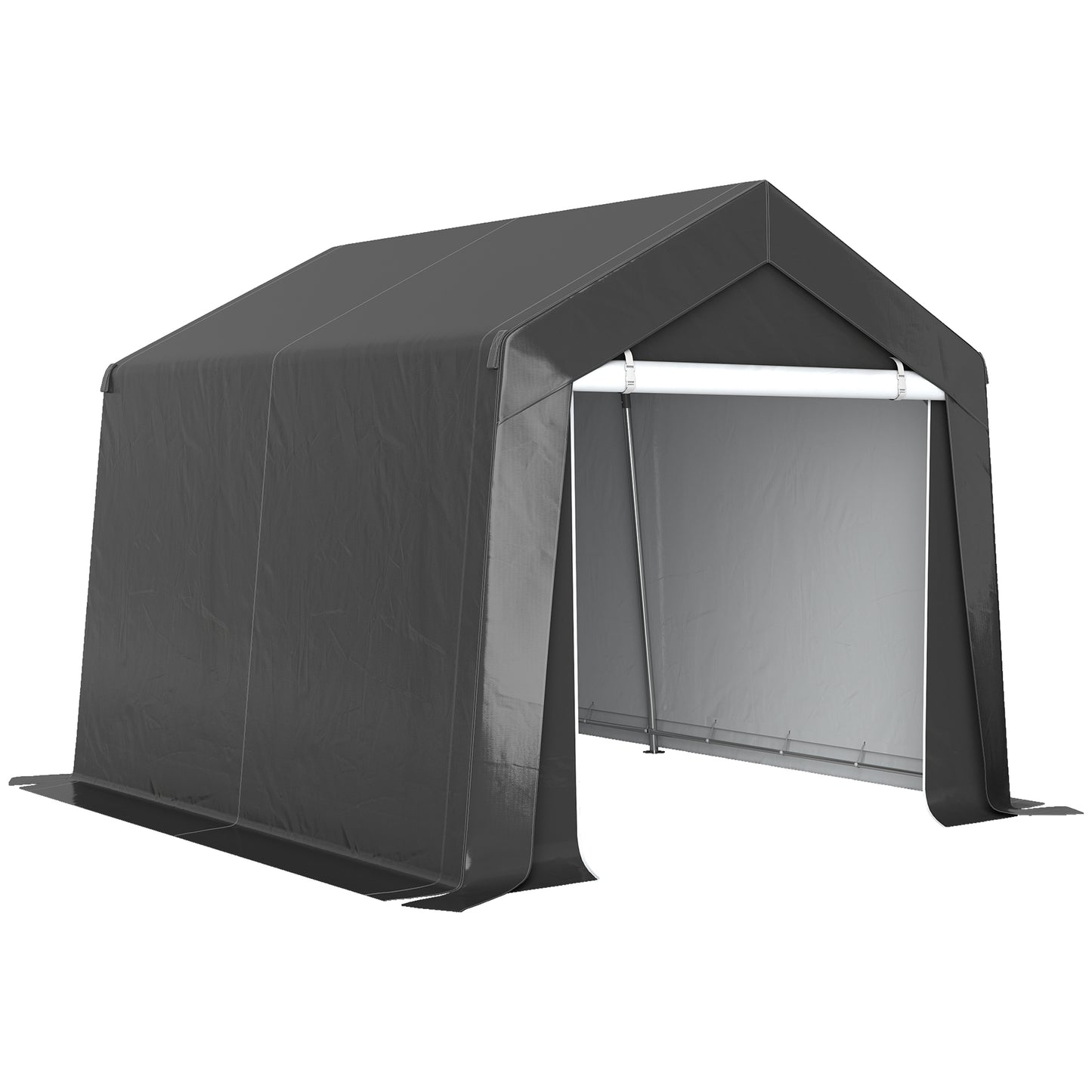 Outdoor Storage Shed Portable Garage with Roll-up Door for Motorcycle, Bike, Garden Tools, Beige