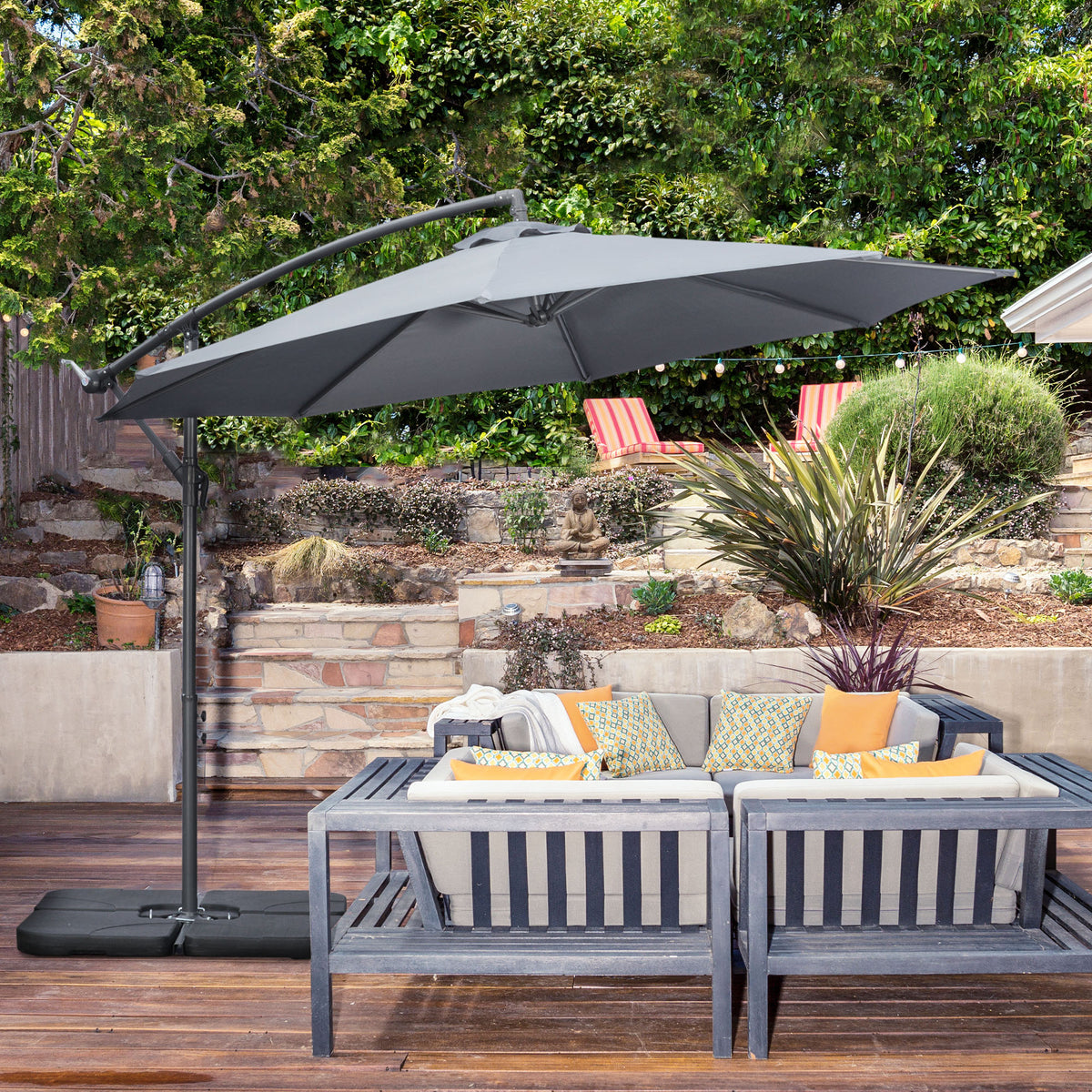 banana patio umbrella 9ft Push Tilt and a stylish green banana leaf polyester canopy Parasol Banana Umbrella Cover Waterproof