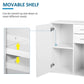 High Gloss Sideboard with 2 Drawers and 2 Doors, Buffet Cabinet with Adjustable Shelf, Coffee Bar Cabinet with Storage, White