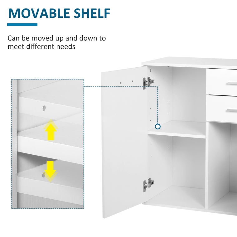 High Gloss Sideboard with 2 Drawers and 2 Doors - White