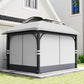 11' x 13' Patio Gazebo, Double Roof Outdoor Gazebo Canopy with Netting & Curtains, Galvanized Metal Frame, Light Grey