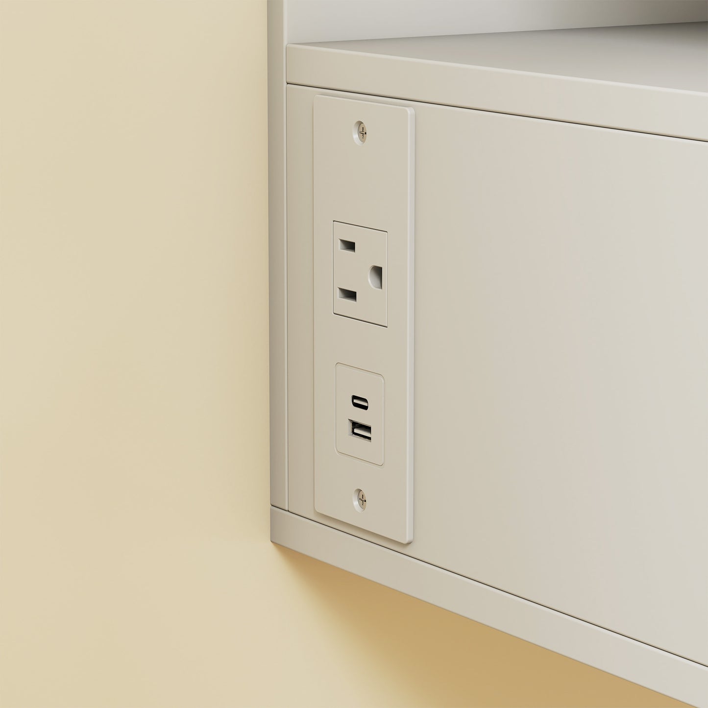 Floating Nightstand Set of 2, Wall Mounted Bedside Table with Power Outlets, Drawer and Shelf, White