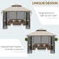 10'x10' Soft-top Patio Gazebo with Double Tier Roof, Mesh Curtains, Display Shelves, Top Hooks, Beige