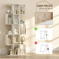 5-Tier Bookshelf, S Shaped Geometric Bookcase with 15 Compartments, White Wood Grain