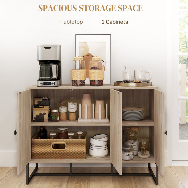 Sideboard Buffet Cabinet with 3 Chevron Doors - Oak