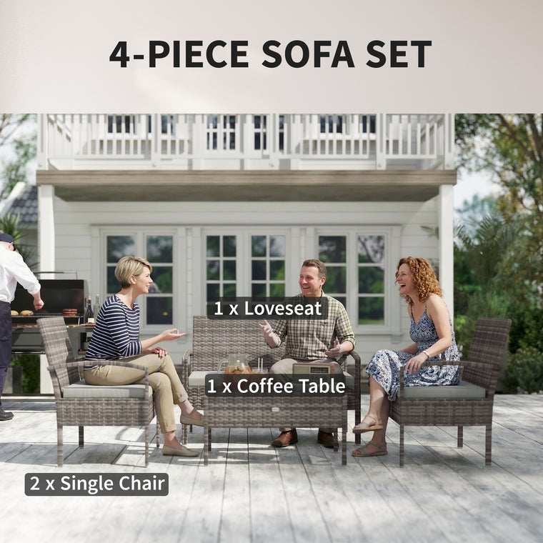 4-Piece Conversation Set with Loveseat & Coffee Table