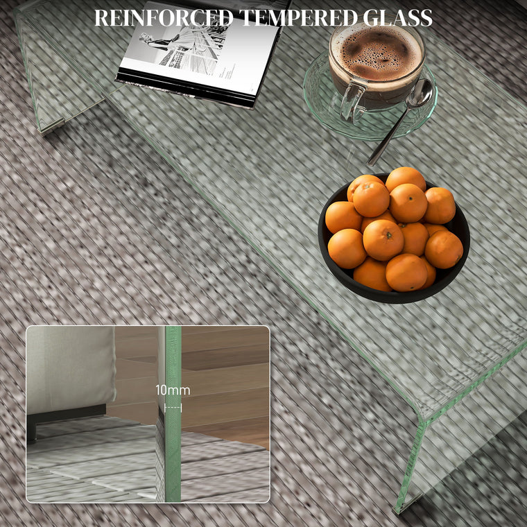 Rectangle Glass Coffee Table with Rounded Edges - Clear