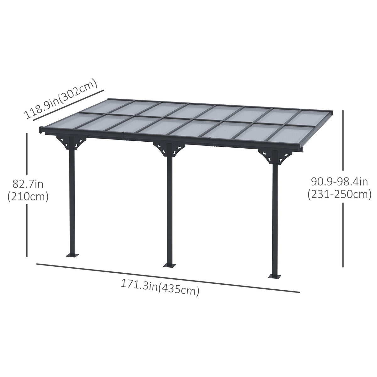 Outdoor Pergola with Adjustable Height, 14ft x 10ft Outdoor Hardtop Pergola Gazebo, Restaurants & Homes, Grey