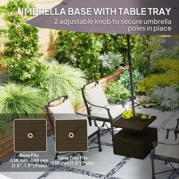 Brown Weighted Umbrella Base with Table Tray