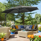 9.6' Cantilever Patio Umbrella Outdoor Hanging Offset Umbrella, Cross Base, 360° Rotation Aluminum Poles, Grey