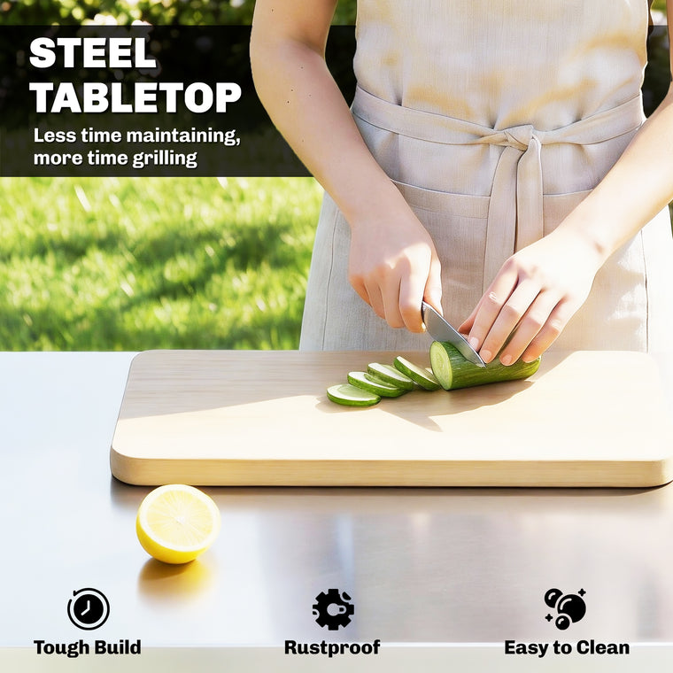 Stainless Steel Pizza Oven Stand with Shelf and Wheels