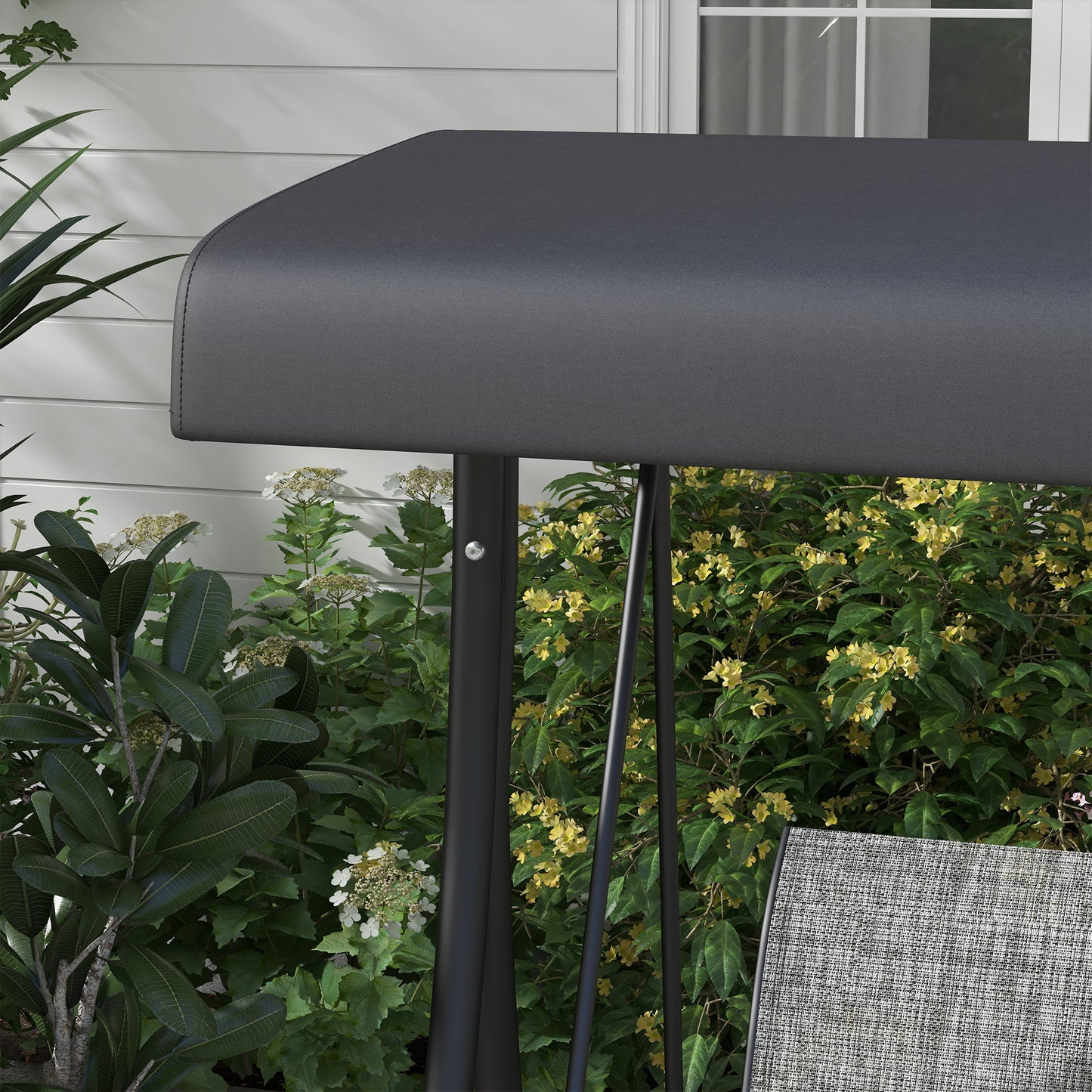 3 Person Outdoor Porch Swing Chair with Adjustable Canopy, Mixed Grey