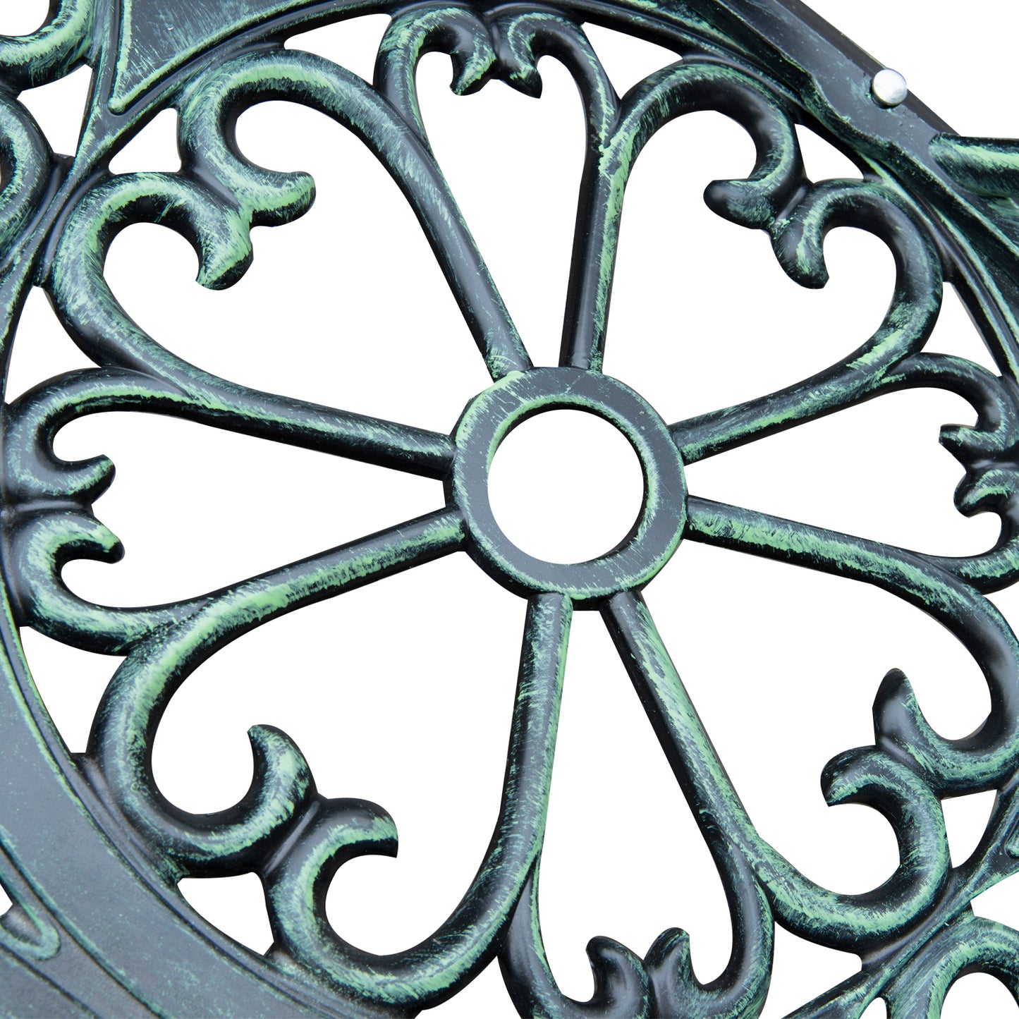 40" Outdoor Garden Bench, Cast Aluminum Antique Rose Style Patio Garden Park Loveseat Bench for Backyard, Porch, Balcony, Lawn, Green