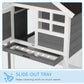 49" Weatherproof Wooden Rabbit Hutch With Slant Roof And Screened Outdoor Run, Grey
