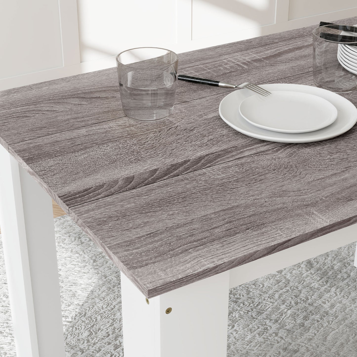 47" Kitchen Table for 4-6 People, Dining Table with Wood Effect for Dining Room, Grey