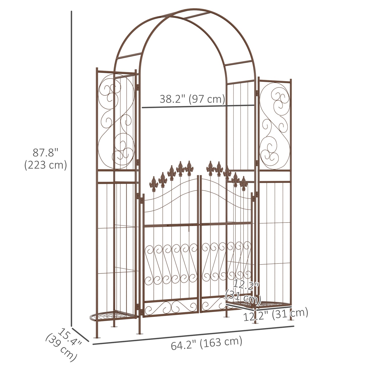 7ft Garden Arch Trellis, Metal Arch, Outdoor Garden Arbor for Climbing Plants, Wedding Decoration
