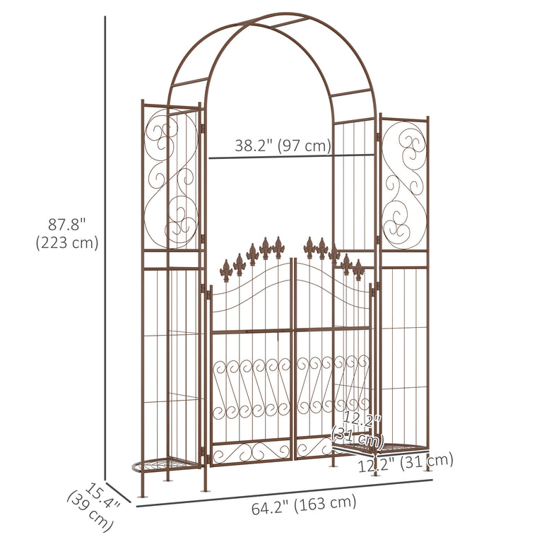 7' Metal Garden Arch Trellis for Climbing Plants