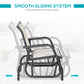 Patio Glider Outdoor Glider Chair with Breathable Mesh Seat & Backrest, Armrests and Metal Frame, Cream White