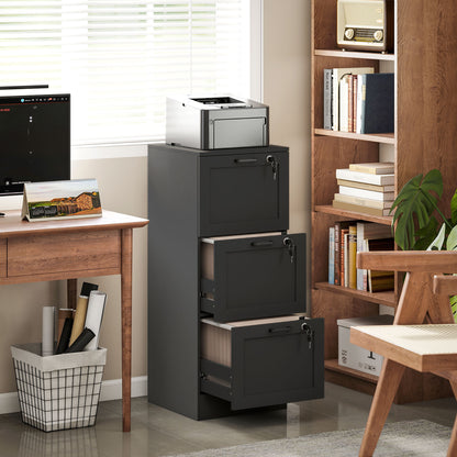 3-Drawer Vertical Filing Cabinet with Lock