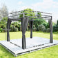 10' x 10' Outdoor Gazebo, Retractable Pergola Canopy with Curtains, UPF30+ Free Standing Metal Pergola Kit, Dark Grey