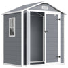 6x4.5FT Plastic Shed, Lockable Garden Tool Storage House with Double Doors and Vent, Grey