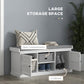 Shoe Storage Bench with Cushioned Seat, Entryway Bench Seat with 2 Cabinets and Adjustable Shelf for Hallway, White