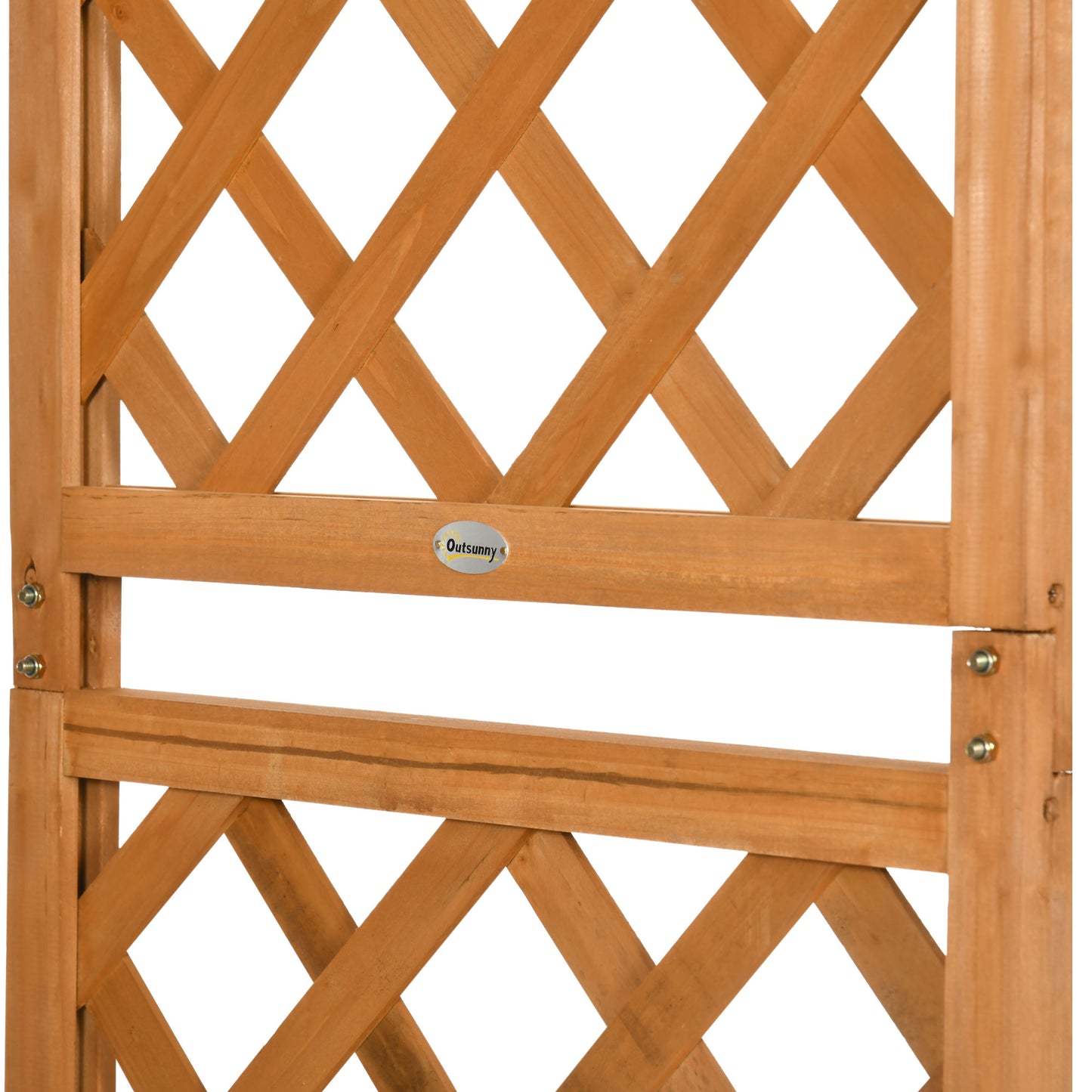 7.7FT Garden Arch with 2 Foldable Planter Boxes, Outdoor Wooden Trellis Arbor for Ceremony Party Weddings, Brown
