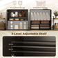 Sideboard Buffet Cabinet Set of 2, Kitchen Cabinet with Soft-Close Door and Adjustable Shelves, Distressed Black Grey