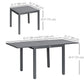 31.5"-63" Extendable Outdoor Dining Table for 4-6 with Aluminium Frame, Steel Tabletop Dark Grey