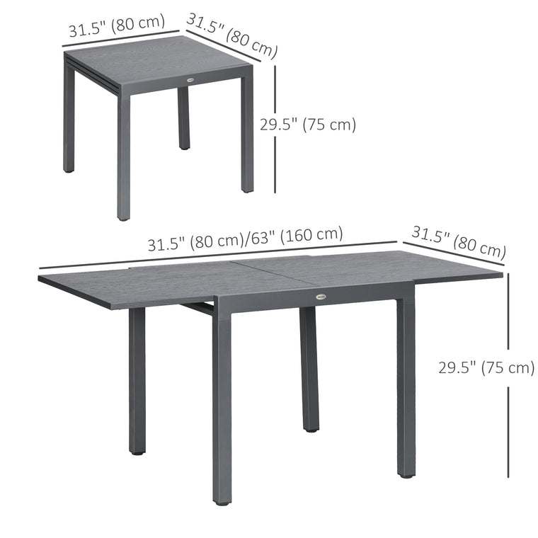 31.5"-63" Extendable Aluminum Outdoor Dining Table