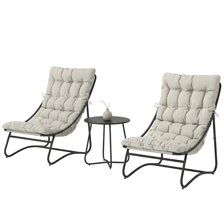 3-Piece Bistro Set with Round Table and Mesh Seats