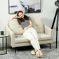 2 Seater Sofa, Small Modern Couch with High-Resilience Foam, Thicken Padding, Button Tufted, Cream White