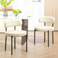2 Pieces Kitchen Chairs, Modern Dining Chairs w/ Berber Fleece Upholstery and Steel Legs for Living Room, Beige