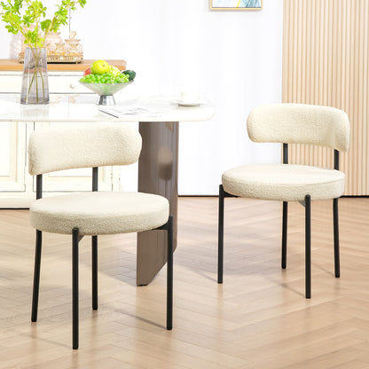 Berber Fleece Dining Chairs Set of 2 with Steel Legs