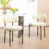 2 Pieces Kitchen Chairs, Modern Dining Chairs w/ Berber Fleece Upholstery and Steel Legs for Living Room, Beige