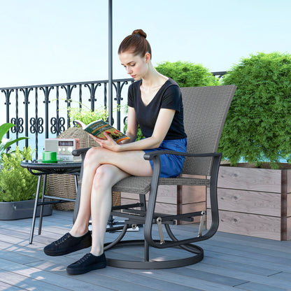 Rattan Glider Swivel Chair with Steel Frame and High Back