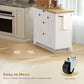 Farmhouse Kitchen Island Cart with Power Outlet and Soft-Close Doors, 49" Kitchen Island with 3 Drawers, White