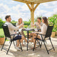 Folding Garden Chairs, Garden Dining Chairs with Plastic Slatted Seat Back, Armrests, Steel Frame, Set of 4, Black