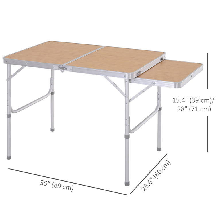 3ft Aluminum Folding Picnic Table with Slide Shelf