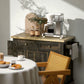 Kitchen Island with Storage, Rolling Trolley Cart with Rubber Wood Top, Spice Rack, Towel Rack, Brown Oak