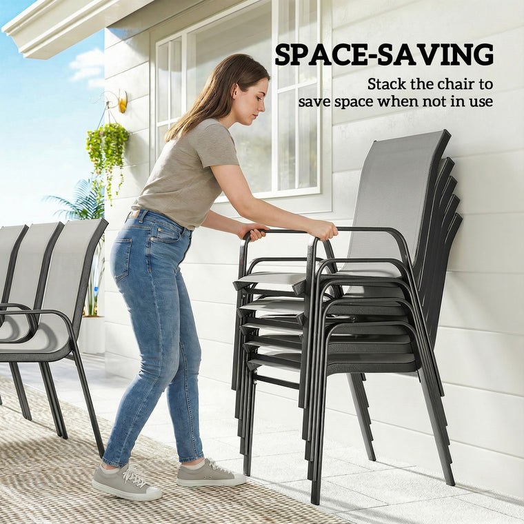 9-Piece Patio Dining Set with Stackable Chairs & Glass Top