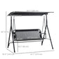 2-Person Porch Swing Chair, 2 Seater Patio Swing Bench w/ Adjustable Canopy, Breathable Seat for Garden, Poolside, Black
