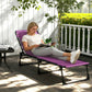 Outdoor Folding Lounge Chair, 4-Level Adjustable Chaise Lounge with Headrest, Tanning Chair Beach Bed, Reclining Lounger Cot for Camping, Hiking, Backyard, Purple