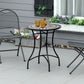 Mosaic Patio Table, Round Coffee Table with Metal Frame, Garden Furniture for Outdoor, Poolside, Black - Black