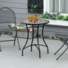 Mosaic Patio Table, Round Coffee Table with Metal Frame, Garden Furniture for Outdoor, Poolside, Black