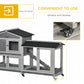 62" Wooden Rabbit Hutch with Wheels, Run Box, Tray, Ramp for Small Animals, Guinea Pig, Indoor Outdoor Use, Light Grey