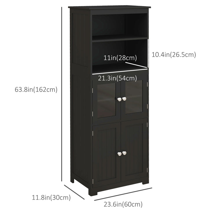 63" Buffet with Hutch and 4 Doors - Black